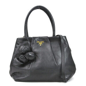 Prada Nappa Rose handle bag black leather